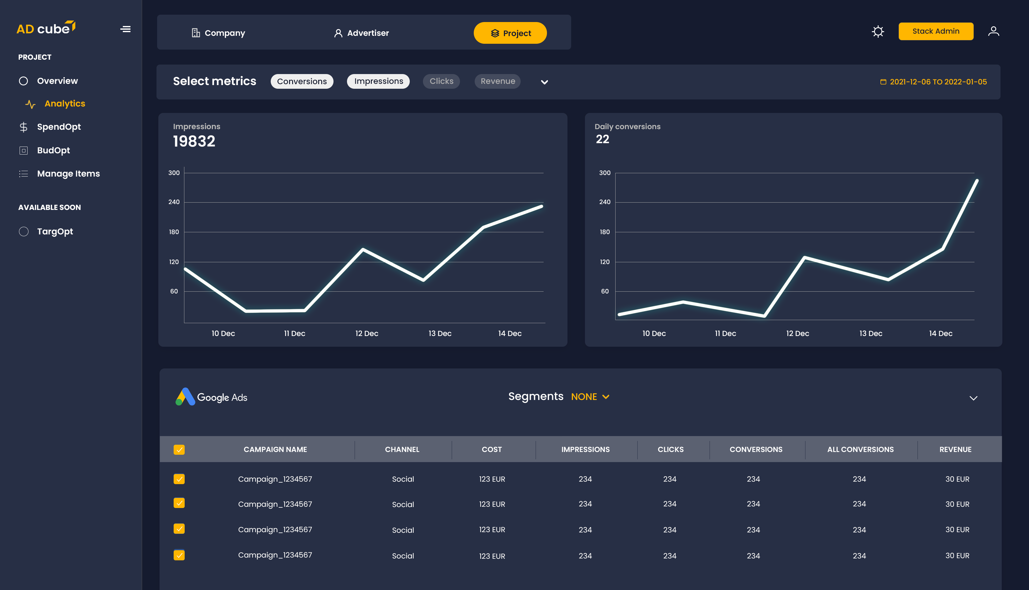 screenshot of AD cube